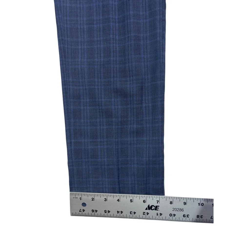 Banana Republic 32x30 Navy Blue Plaid Dress Pants Trousers Marlane Wool Slim Fit